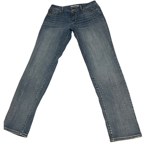 Chico's Denim - Chicos Platinum Denim Womens Blue Straight Leg Jeans Size 0 Medium Wash Stretch